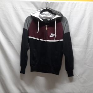 Nike UK full zip Black gray Burgundy white long sleeve hooded jacket Child Large